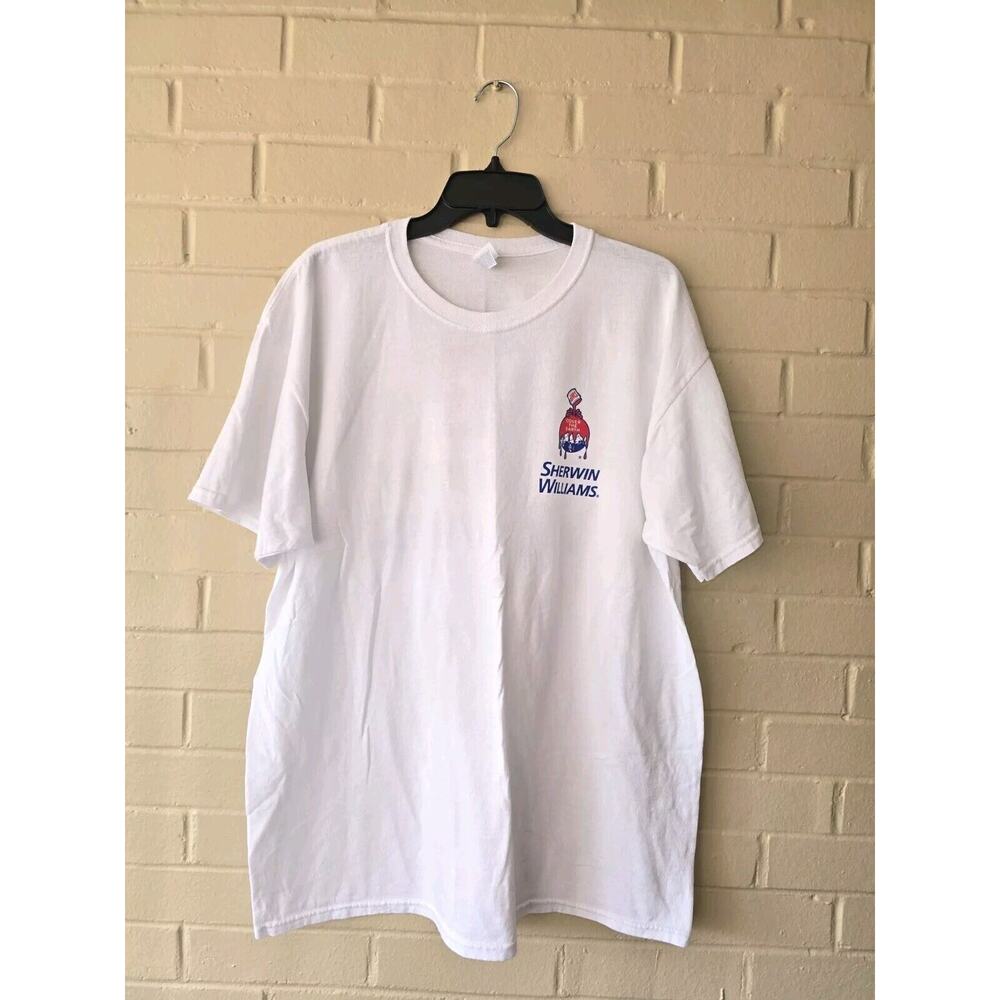 Sherwin Williams Shirt Mens Size XL White Painter Graphic Double Sided Promo
